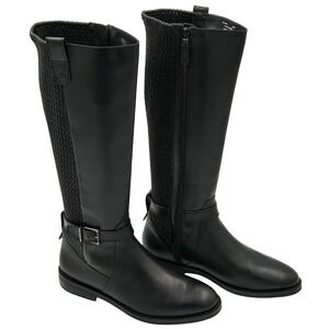 Cole Haan Isabell Stretch Tall Boots Women 8.5B Black Leather Riding‎ Equestrian